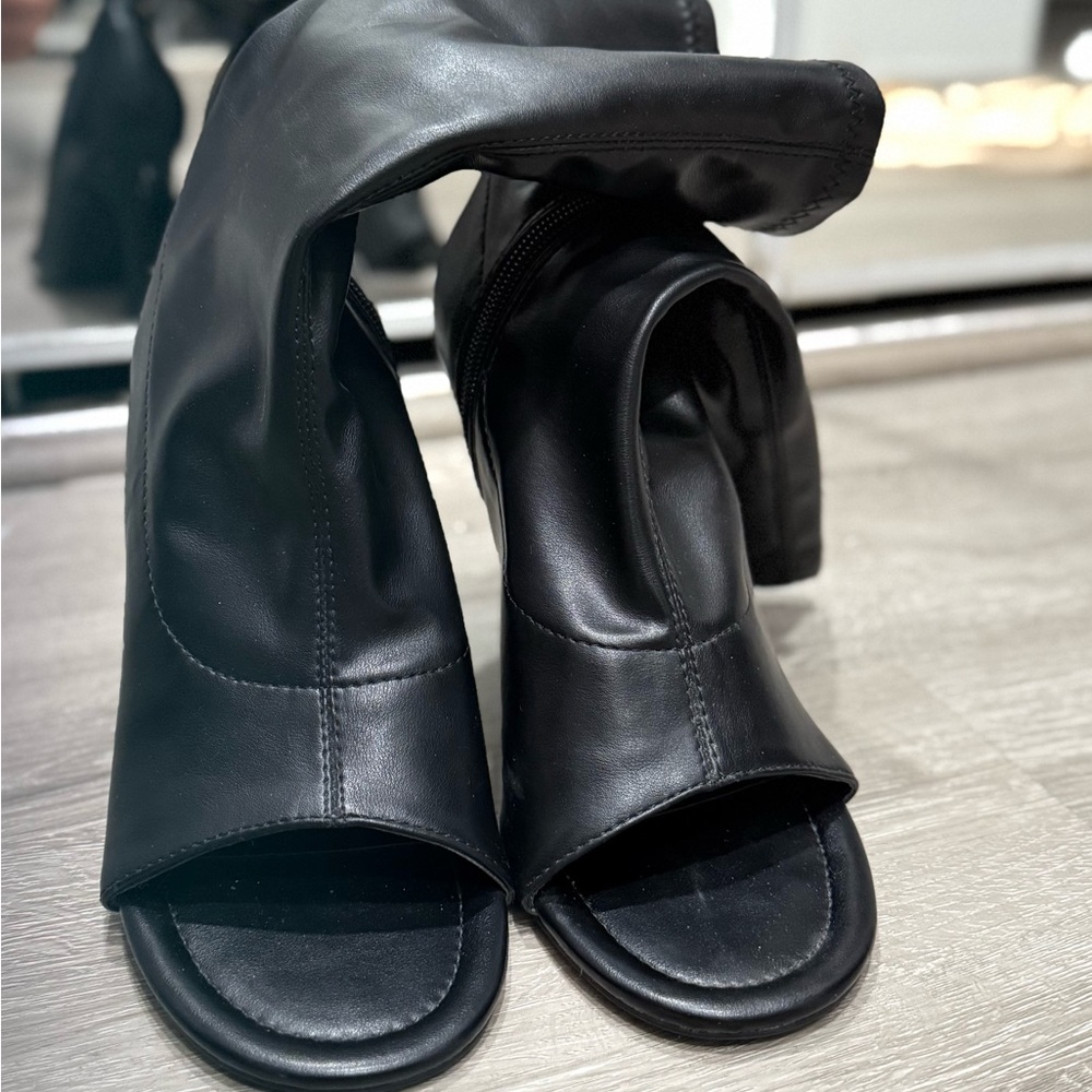 Zara Black High-Heeled Peep-Toe Heels